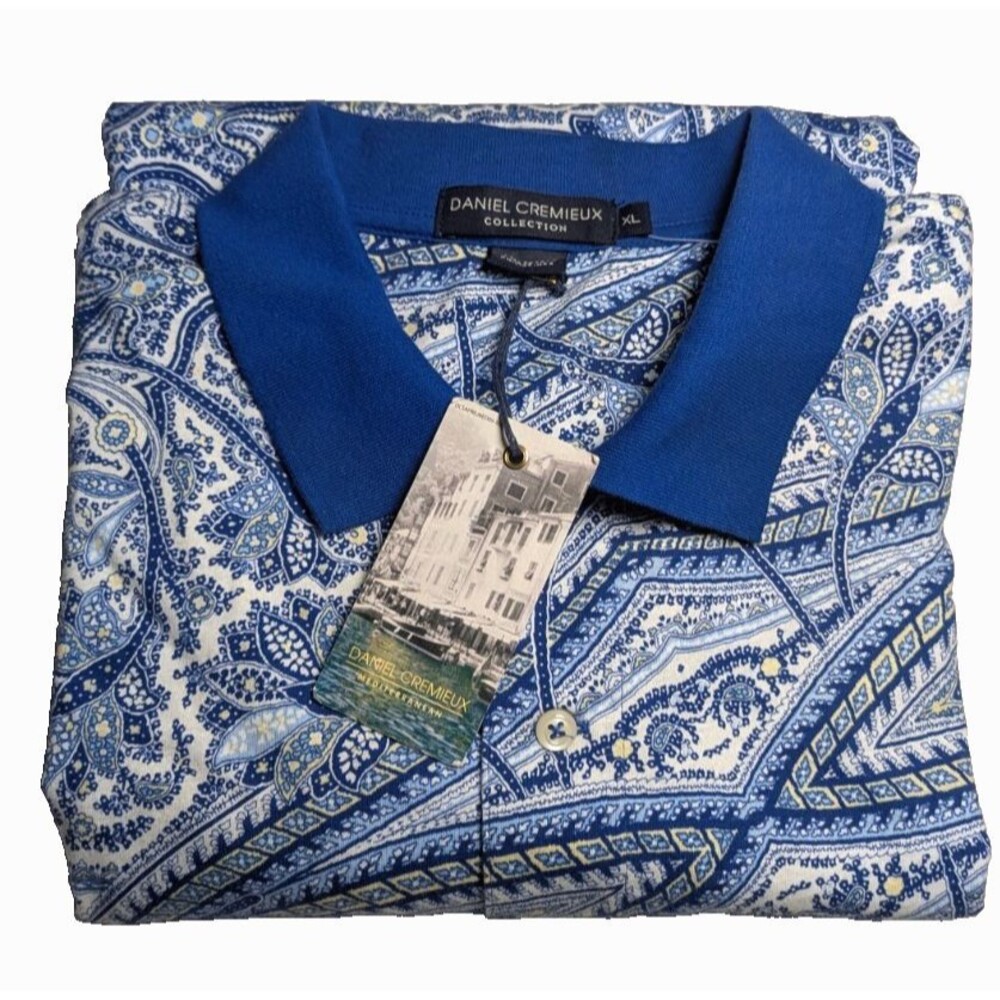 Daniel Cremieux Short Sleeve Shirt Men's XL Cotton Blue Paisley NWT Vintage